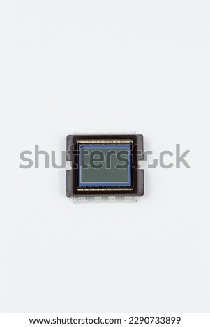 Image sensor inside digital camera, ccd, cmos on white background