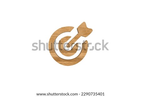 Wooden Dart and Arrow Sign on white background