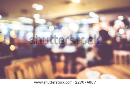 Blurred background : Vintage filter ,People in Coffee shop blur background with bokeh Royalty-Free Stock Photo #229074889