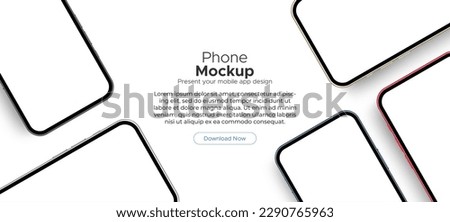 Smartphones Mockups With Blank Screens. Template for Web Banner or Showing Mobile Apps, Isolated on White Background. Vector Illustration