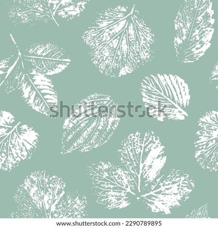 Vector seamless botanical pattern, imprinted leaves. Beautiful design for textile, wallpaper, wrapping paper. Royalty-Free Stock Photo #2290789895