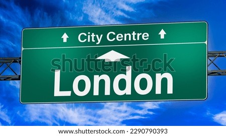 Road sign indicating direction to the city of London.