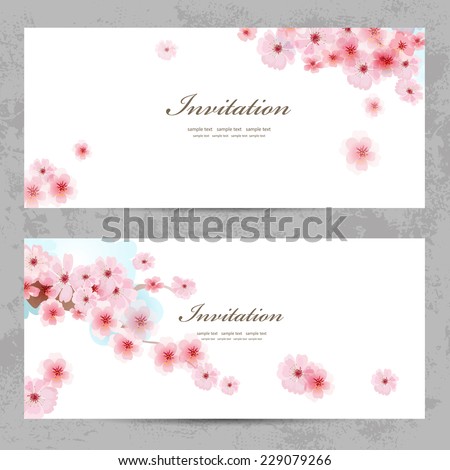 invitation cards with a blossom sakura for your design Royalty-Free Stock Photo #229079266