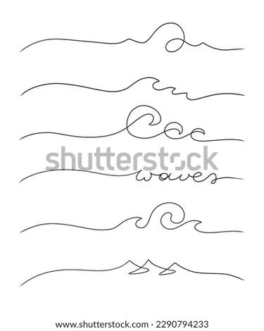 
Doodle of waves drawn with one line Royalty-Free Stock Photo #2290794233
