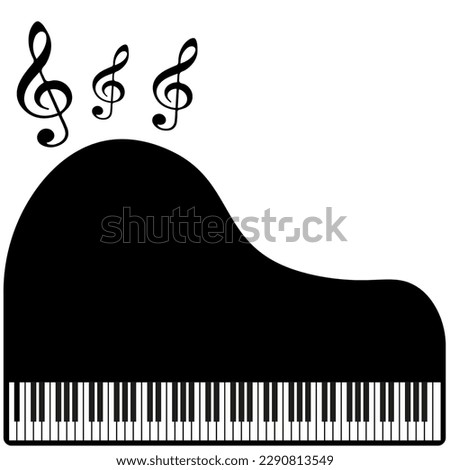 Piano with treble clef on white background