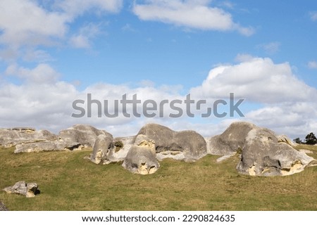 Elephant Rocks in North Otago, New Zealand. Tourist places. Natural attractions.