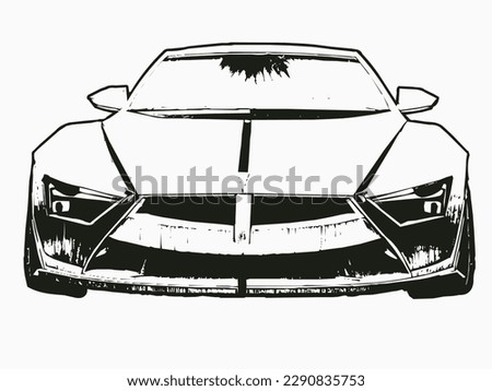 Front view of a sports car illustration, white background 