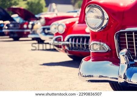 Vintage classic cars at car show Royalty-Free Stock Photo #2290836507