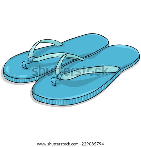 Vector Cartoon Blue Beach Slippers