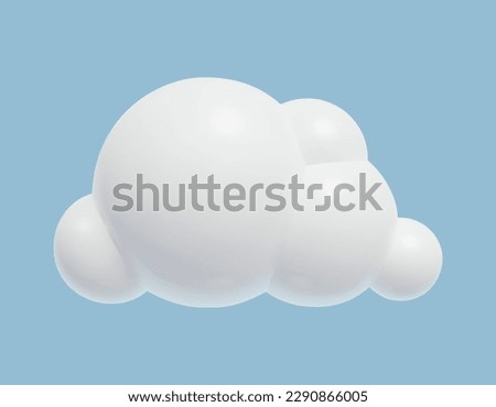 3d white cloud icon. Cute cartoon trendy fluffy cloud design element on blue sky background. Realistic plastic three dimensional vector illustration. Royalty-Free Stock Photo #2290866005