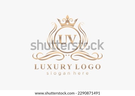 UV Letter Royal Luxury Logo template in vector art for Restaurant, Royalty, Boutique, Cafe, Hotel, Heraldic, Jewelry, Fashion and other vector illustration.