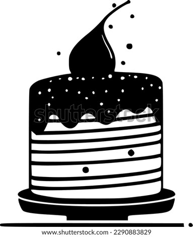 Birthday Cake - Black and White Isolated Icon - Vector illustration