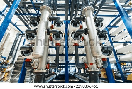 Reverse osmosis system for water drinking plant. Royalty-Free Stock Photo #2290896461