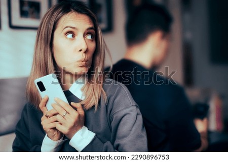 
Curious Girlfriend Spying on her partner Texting Other Women. Suspicious wife trying to check on her husband on a dating website
 Royalty-Free Stock Photo #2290896753