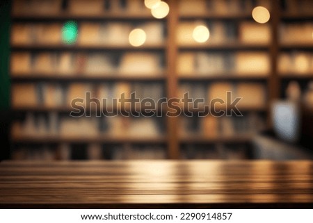 Wooden tree with books on blur background of library with bookshelf. Flawless Royalty-Free Stock Photo #2290914857
