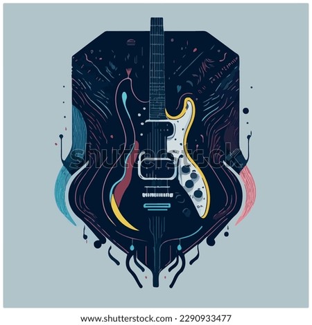 vector image guitar illustration with dark background