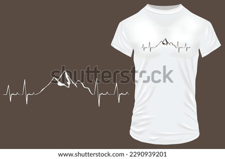 Silhouette of a heartbeat line with a mountain in it, Vector illustration for tshirt, hoodie, website, print, application, logo, clip art, poster and print on demand merchandise. Royalty-Free Stock Photo #2290939201