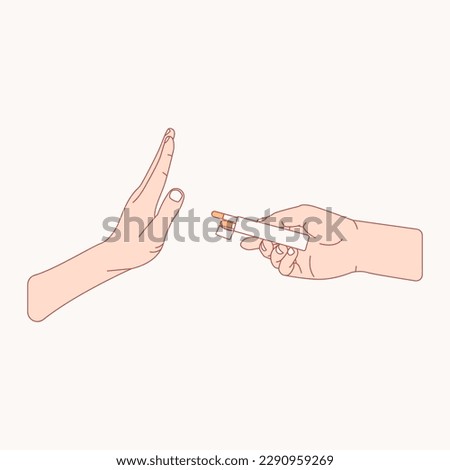 hand icon giving and refusing cigarette, illustration icon for health