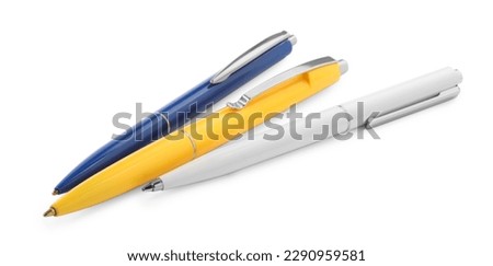 New stylish color pens isolated on white