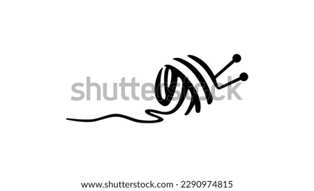 Snail from wool yarn Ball of Threads, symbol of slow and hard Handmade process Royalty-Free Stock Photo #2290974815