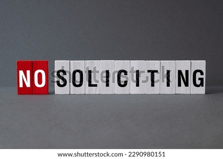 No soliciting - word concept on cubes,text