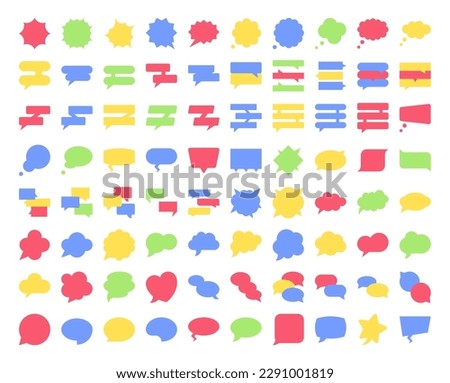 Speech balloons or speech bubbles set, flat style vector illustration