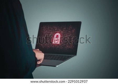 Data Security system concept, Business man is logging into system and  security icon on screen, innovation technology, cloud computing, internet network communication Royalty-Free Stock Photo #2291012937