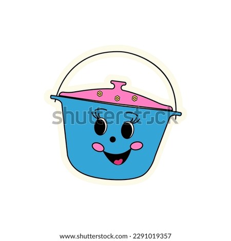 Bright cheerful sticker with a bowler hat for camping and hiking. Sticker for messengers, illustrations, web resources.