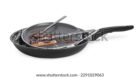 Stack of dirty dishes on white background Royalty-Free Stock Photo #2291029063