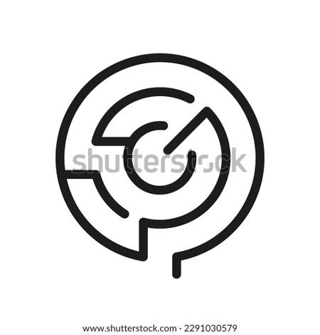 Maze Circle Line Icon. Circular Labyrinth Linear Pictogram. Abstract Round Outline Sign. Logic Game, Mystery Challenge Solution Symbol. Editable Stroke. Isolated Vector Illustration. Royalty-Free Stock Photo #2291030579
