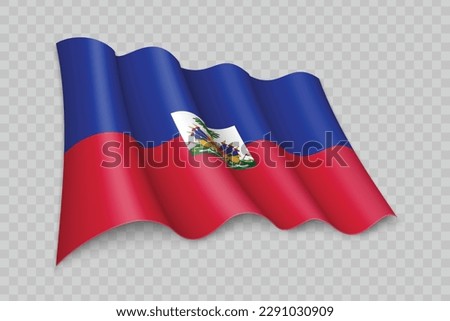 3D Realistic waving Flag of Haiti on transparent background