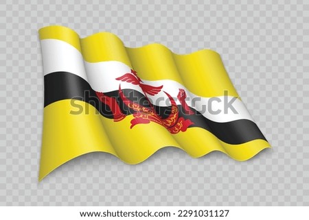 3D Realistic waving Flag of Brunei on transparent background