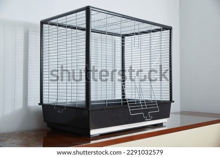 A large empty room cage for a parrot. Royalty-Free Stock Photo #2291032579