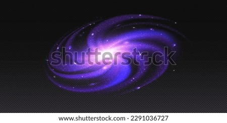 Nebula transparent vector galaxy star vector background. Spiral milky way abstract cosmic light in galactic system. Realistic andromeda glow with black hole and glitter mystery purple twist illusion.