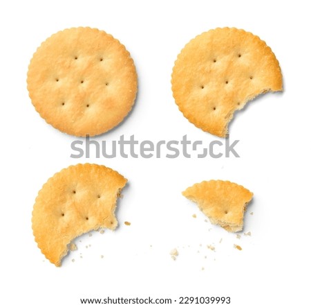 Steps of cracker being devoured. Isolated on white background. Royalty-Free Stock Photo #2291039993