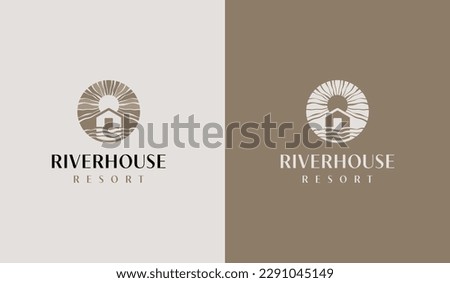 River House Resort Beach House Logo. Universal creative premium symbol. Vector sign icon logo template. Vector illustration Royalty-Free Stock Photo #2291045149