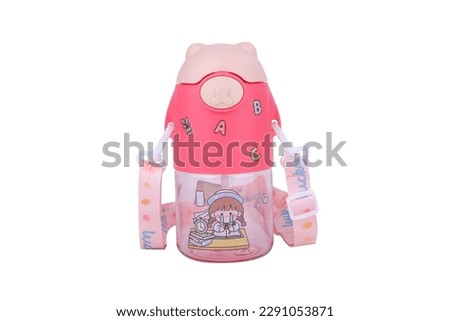kids water bottle. school water bottle. pink color kids flask image. water bottle jpg. cartoon water bottle for kids.