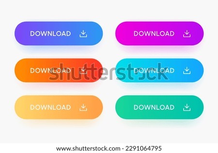 3D download button icon. Upload icon. Down arrow bottom side symbol. Click here button. Save cloud icon push button for UI UX, website, mobile application. Royalty-Free Stock Photo #2291064795