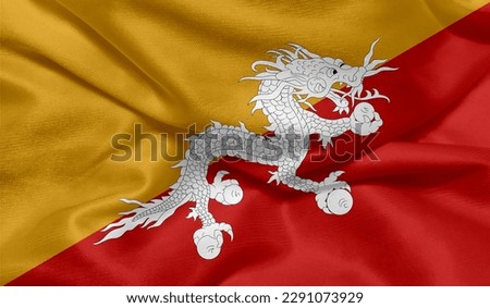Realistic photo of the Bhutan flag