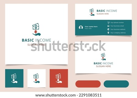 Basic income logo design with editable slogan. Branding book and business card template.