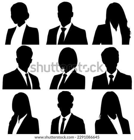 Vector silhouettes of many businessmen and businesswomen. Royalty-Free Stock Photo #2291086645