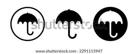 Set of different umbrellas vector icon. Open umbrella illustration.