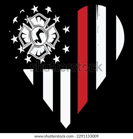 Thin red line firefighter love USA flag t-shirt design