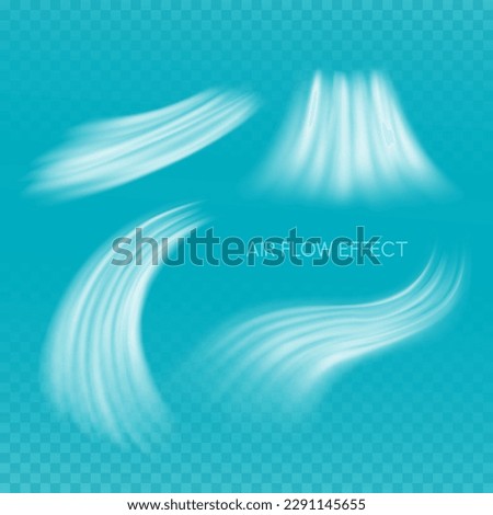 Air Flow Isolated Texture. White Wind Stream Waves Effect on Blue Background. Fresh Breeze Waves From Conditioner Illustrations. Royalty-Free Stock Photo #2291145655