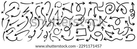 Set of black hand drawing arrows doodle Royalty-Free Stock Photo #2291171457