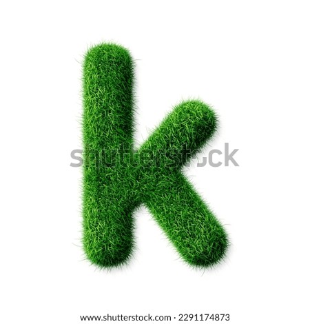 A letter k with grass on a white background, eco text effect, isolated letter with grass effect high quality