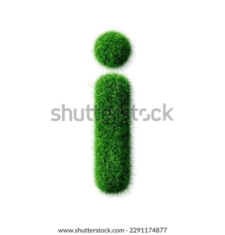 A letter i with grass on a white background, eco text effect, isolated letter with grass effect high quality