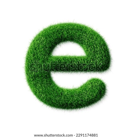 A letter e with grass on a white background, eco text effect, isolated letter with grass effect high quality