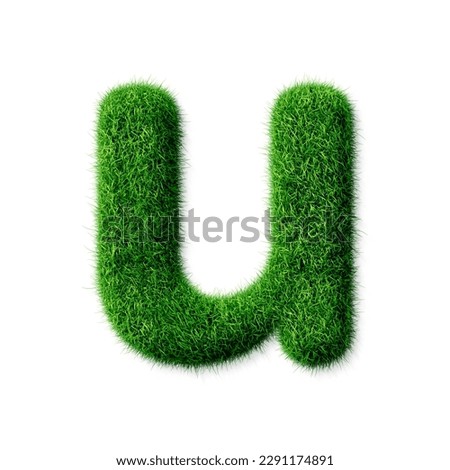 A letter u with grass on a white background, eco text effect, isolated letter with grass effect high quality