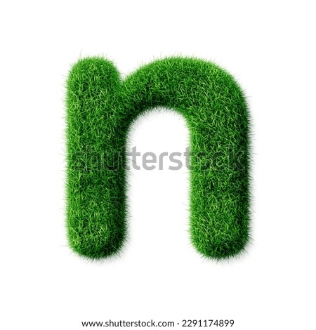 A letter n with grass on a white background, eco text effect, isolated letter with grass effect high quality